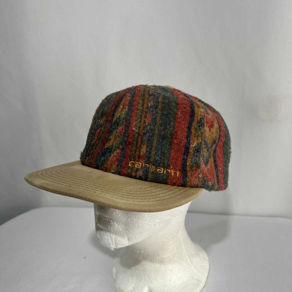 Vintage 90s Carhartt Aztec Blanket SnapBack Hat Cap One Size Made In USA